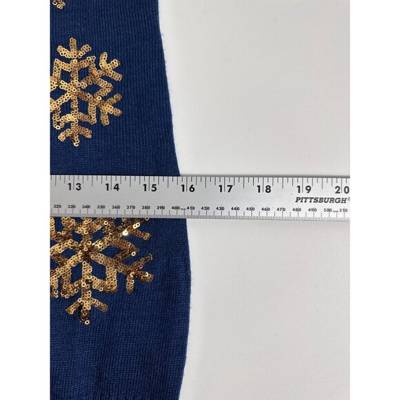 Tipsy Elves Blue Mini Sweater Dress With Gold Sequin Snowflakes Size XS NWT - Picture 7 of 16